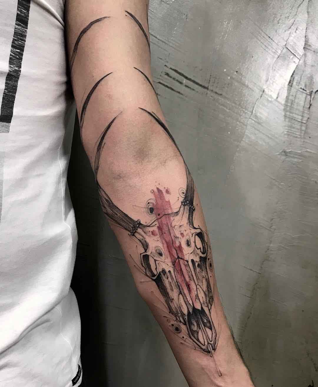 deer skull tattoo on arm