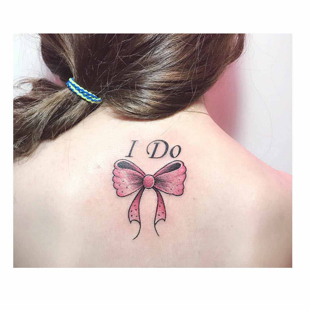 bow tattoo I do on back neck