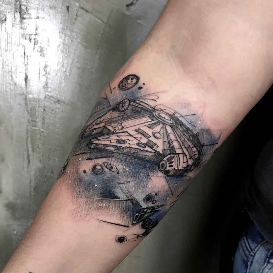 star wars tattoo millenial falcon