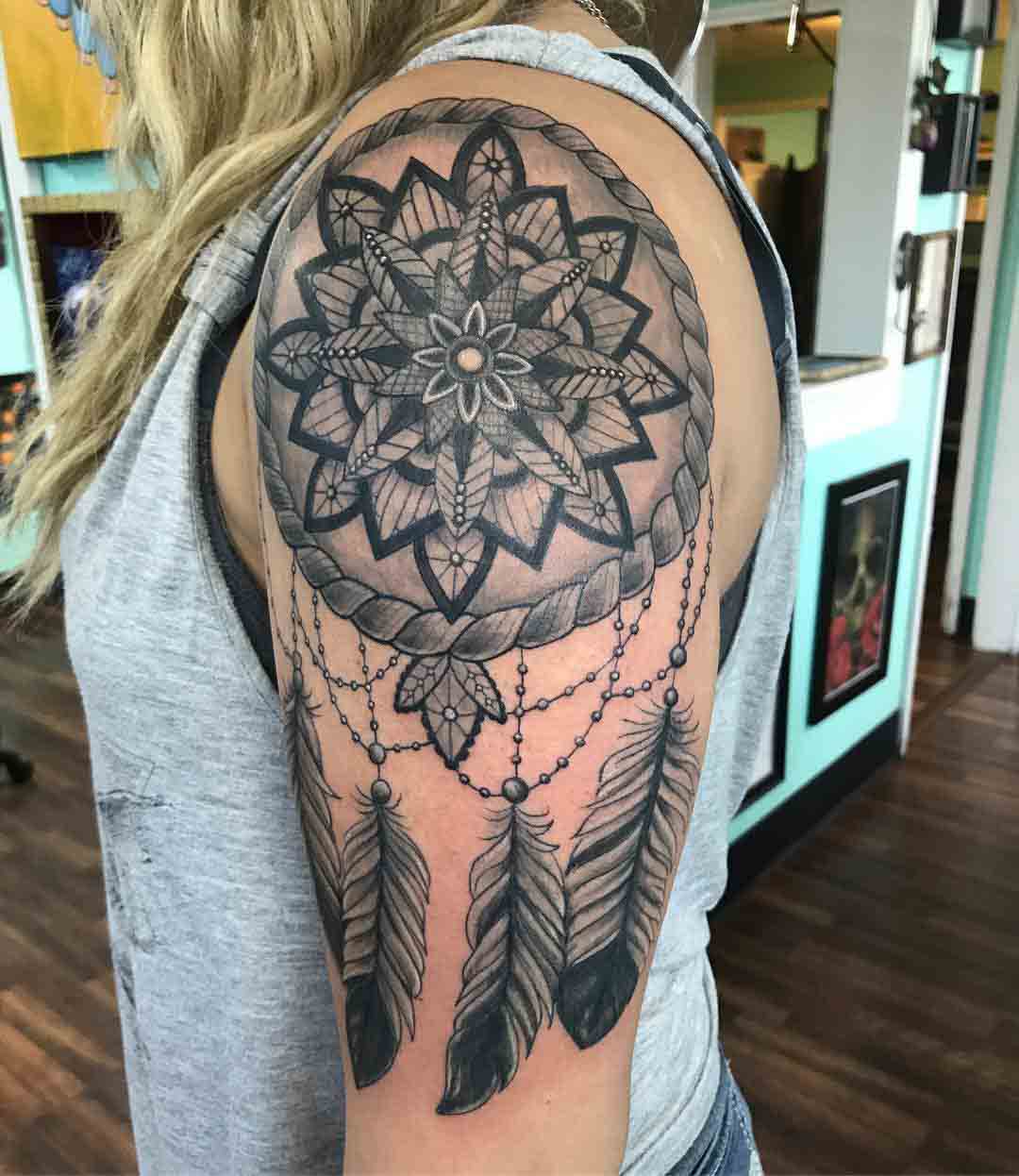 shoulder tattoo dreamcatcher