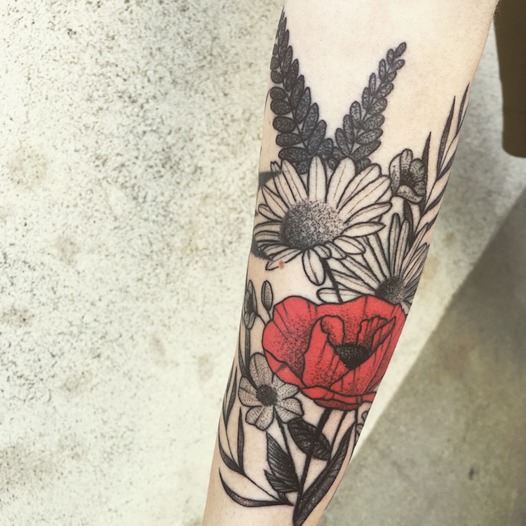 arm floral tattoo