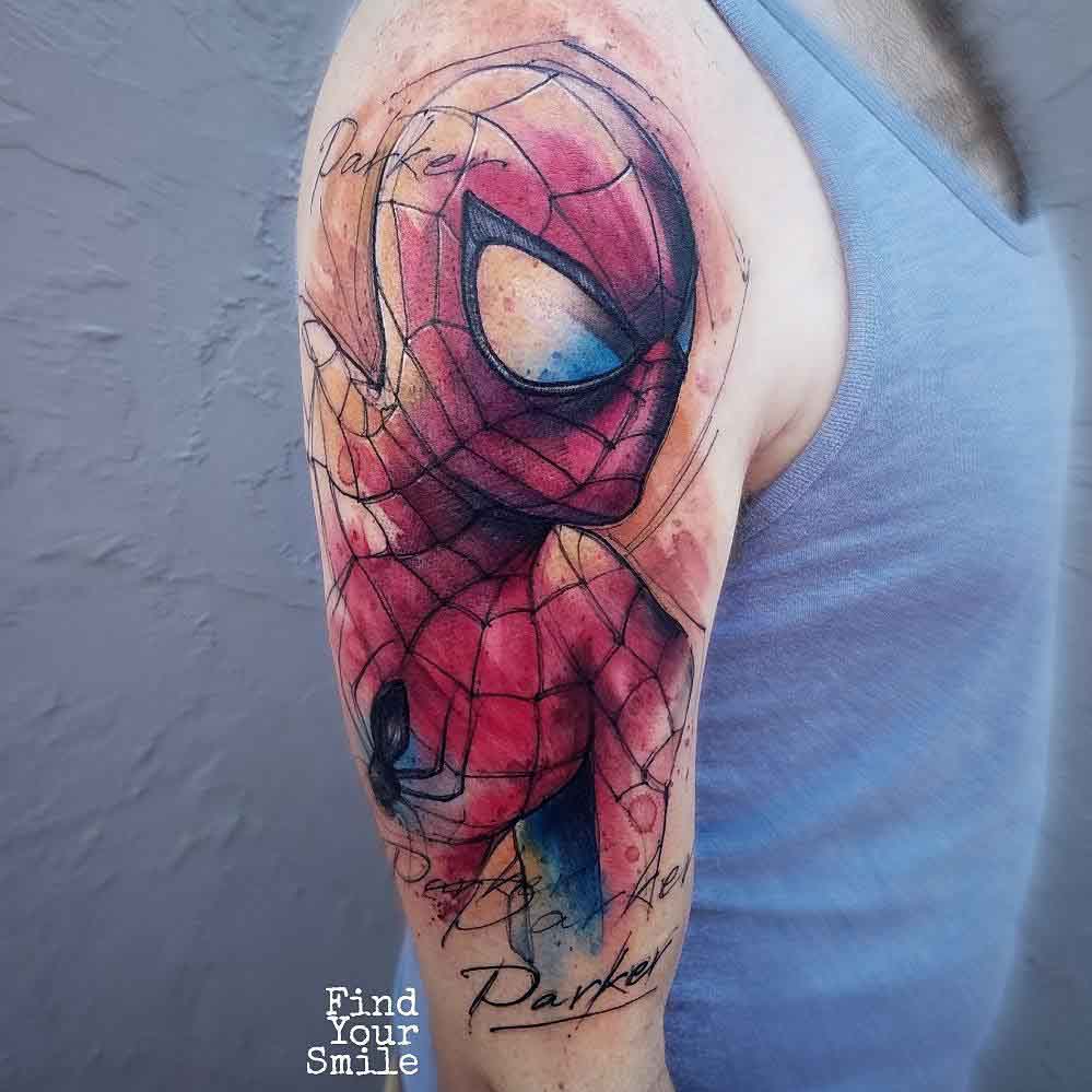 shoulder tattoo spiderman