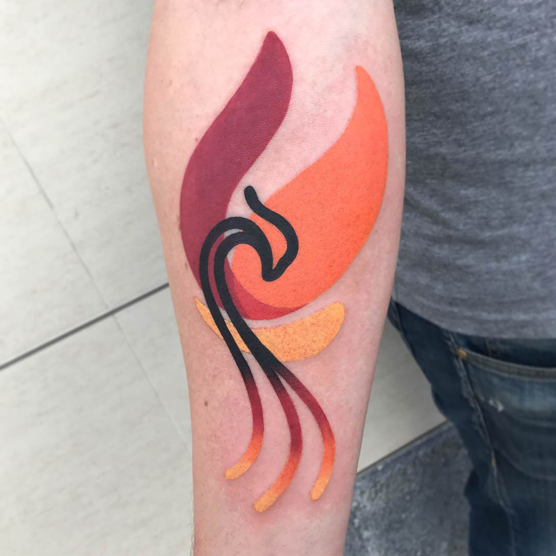 flame tattoo minimal abstraction