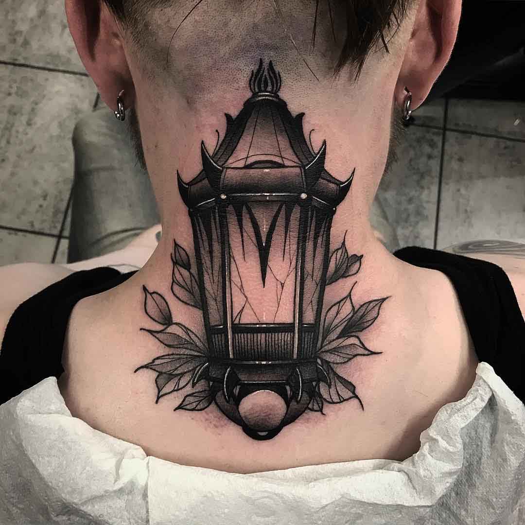 nape tattoo lantern