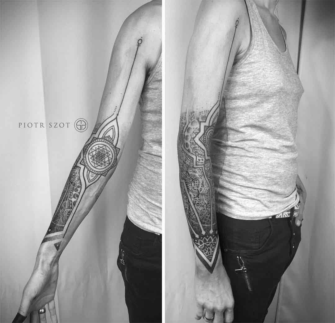 half tattoo sleeve ornament