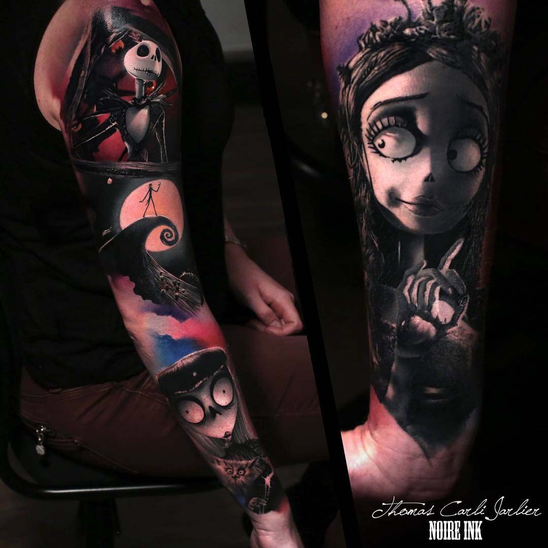 tattoo sleeve nightmare before xmas