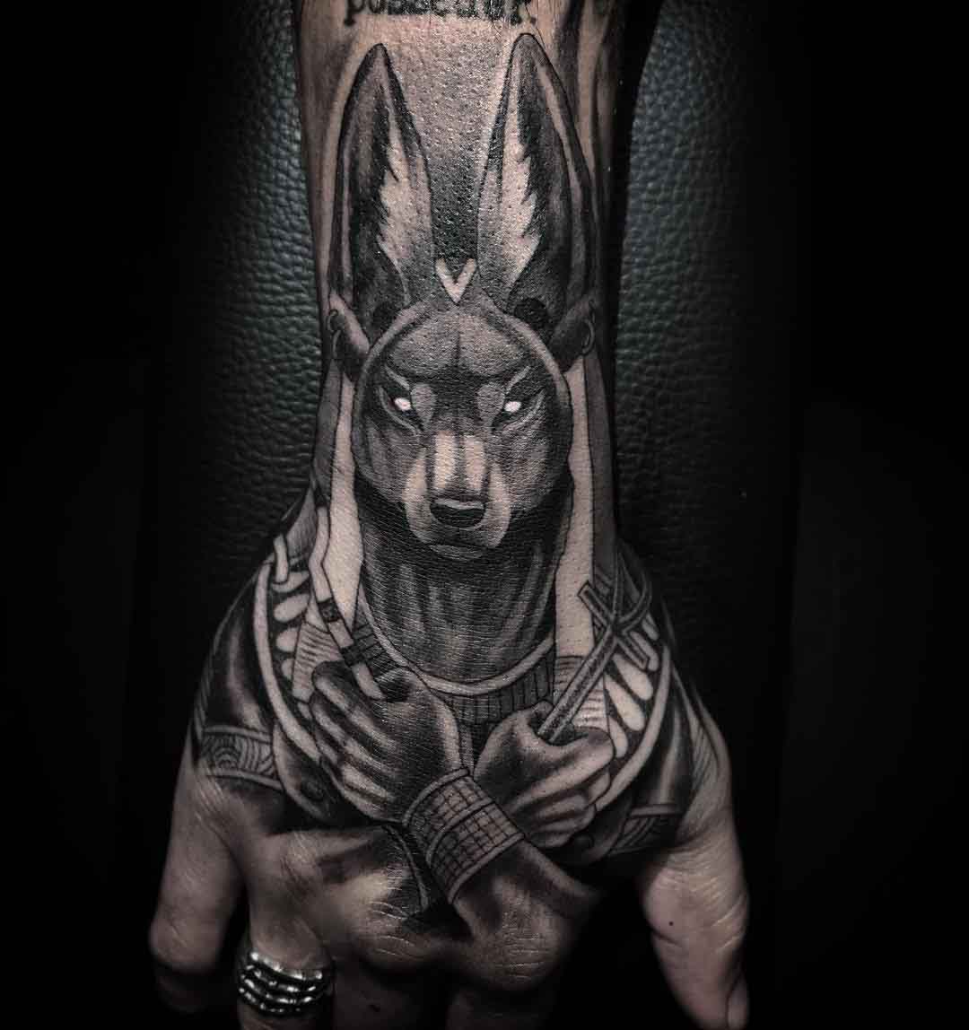 anubis tattoo on hand