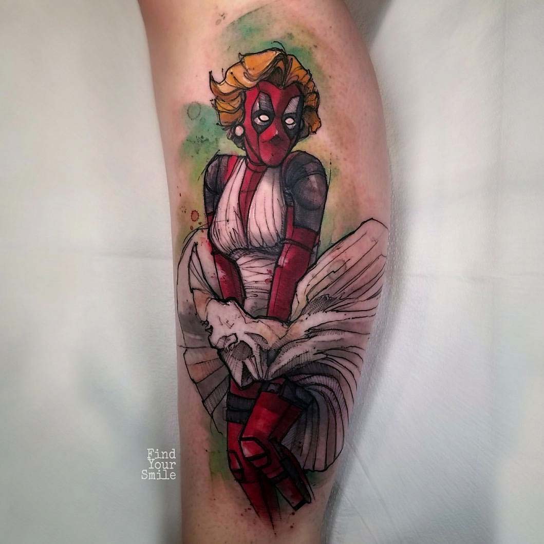 funny deadpool tattoo