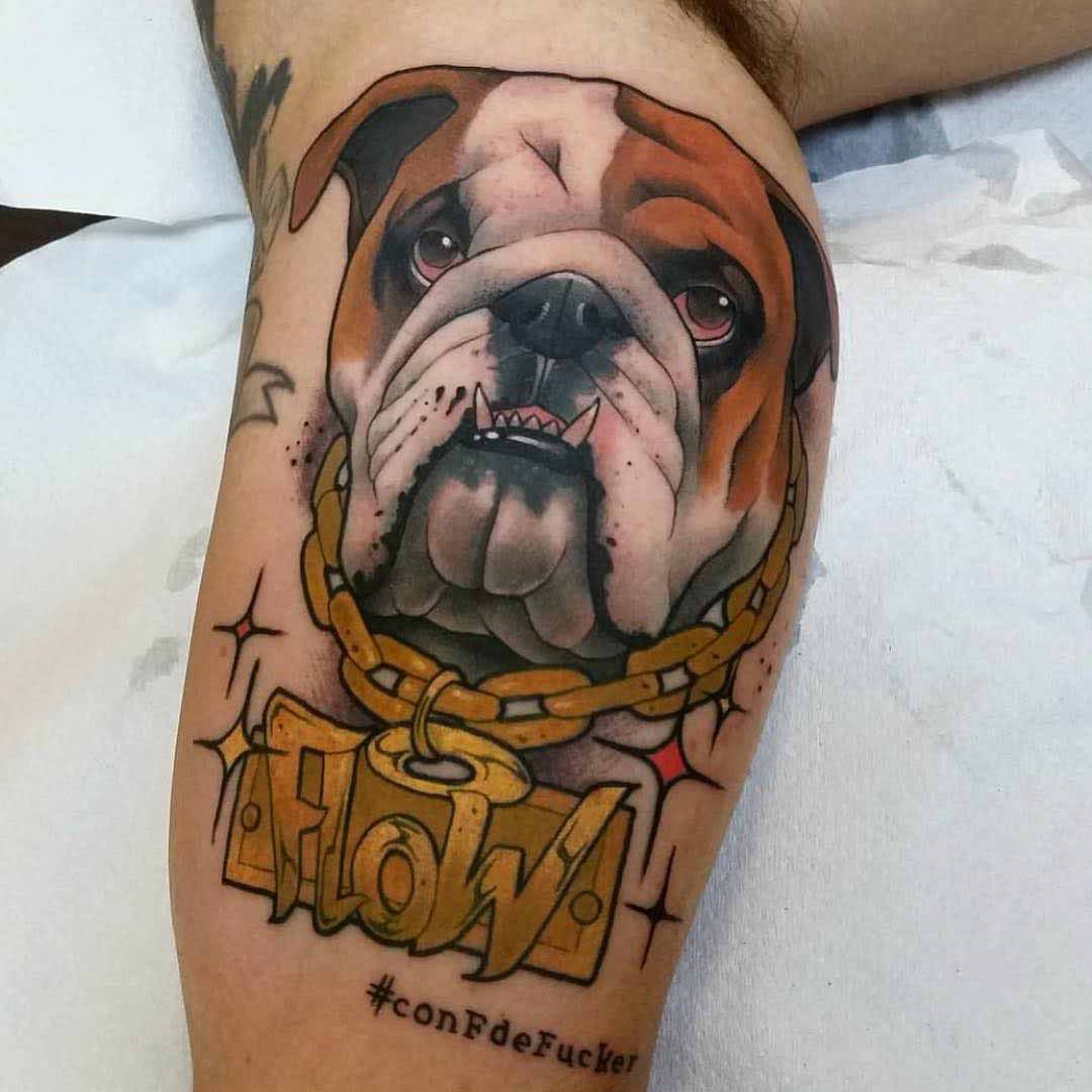 new school tattoo doggy flow