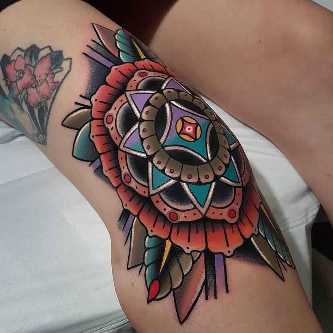 traditional knee tattoo