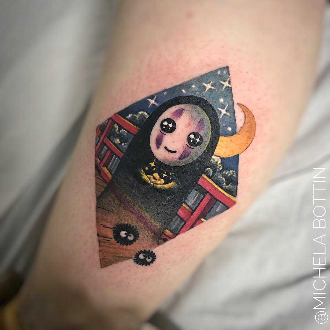 cute no-dace tattoo on thigh