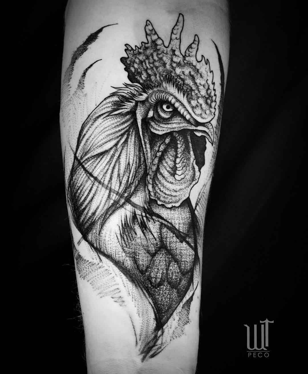 arm tattoo rooster