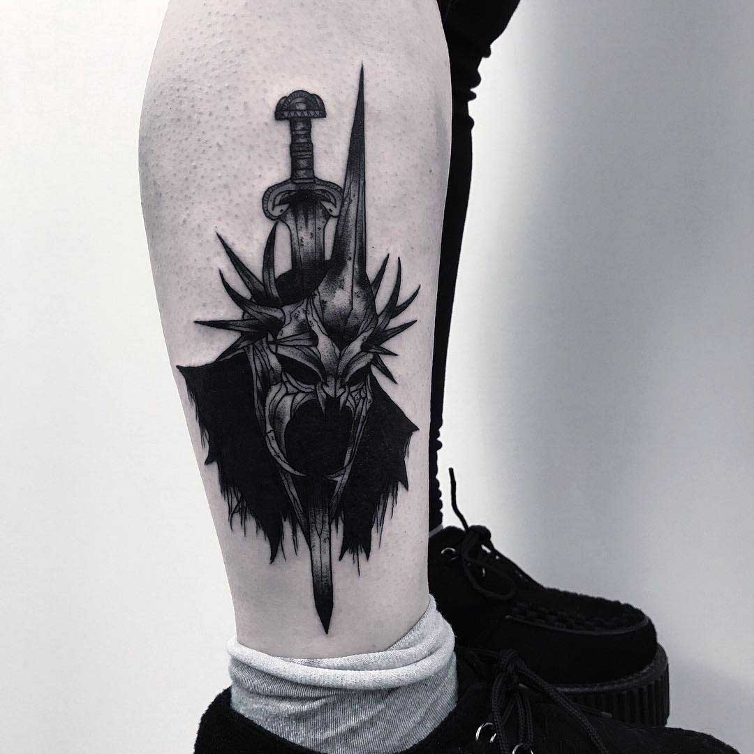 ankle leg tattoo witchking