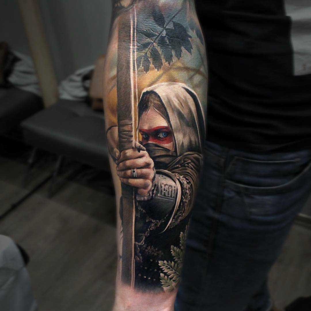 realistic tattoo archer