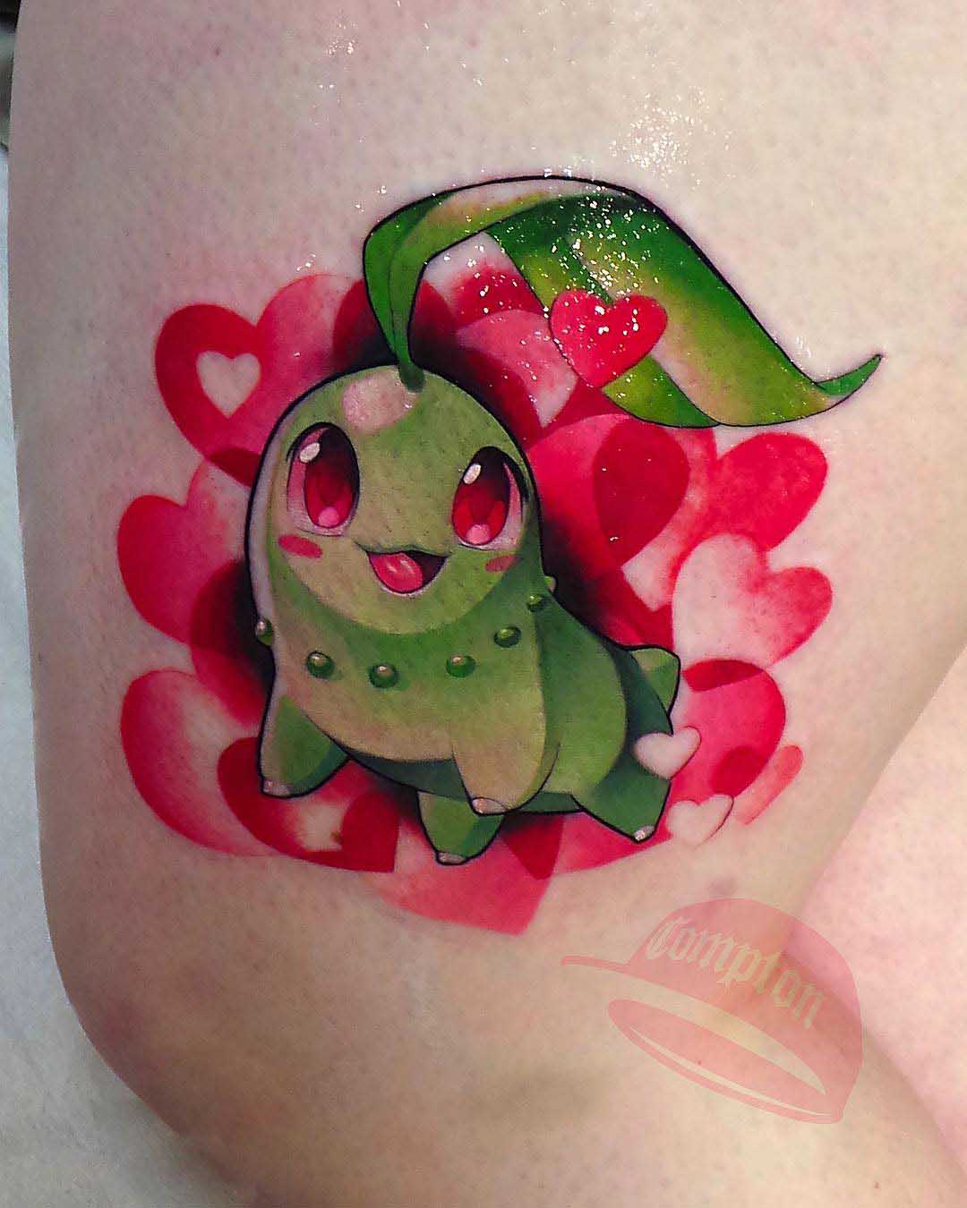 cute tattoo chikorita