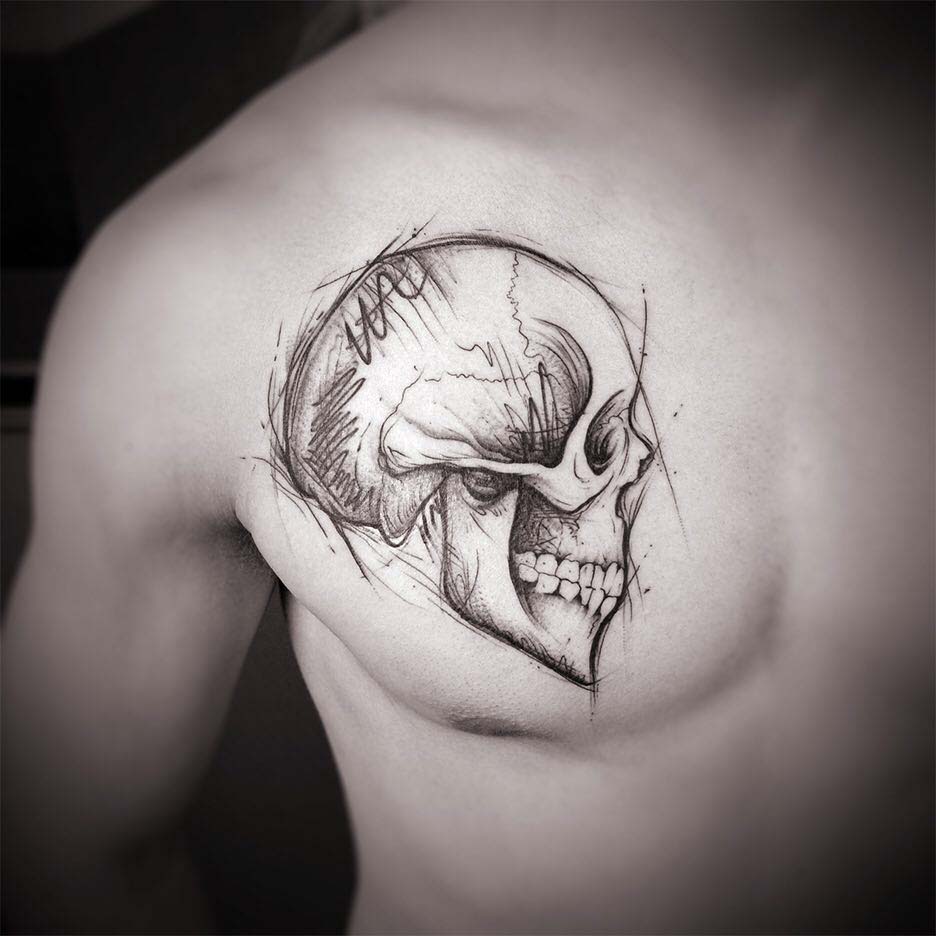 chest tattoo skull