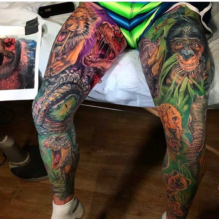 full lege sleeves tattoo animals