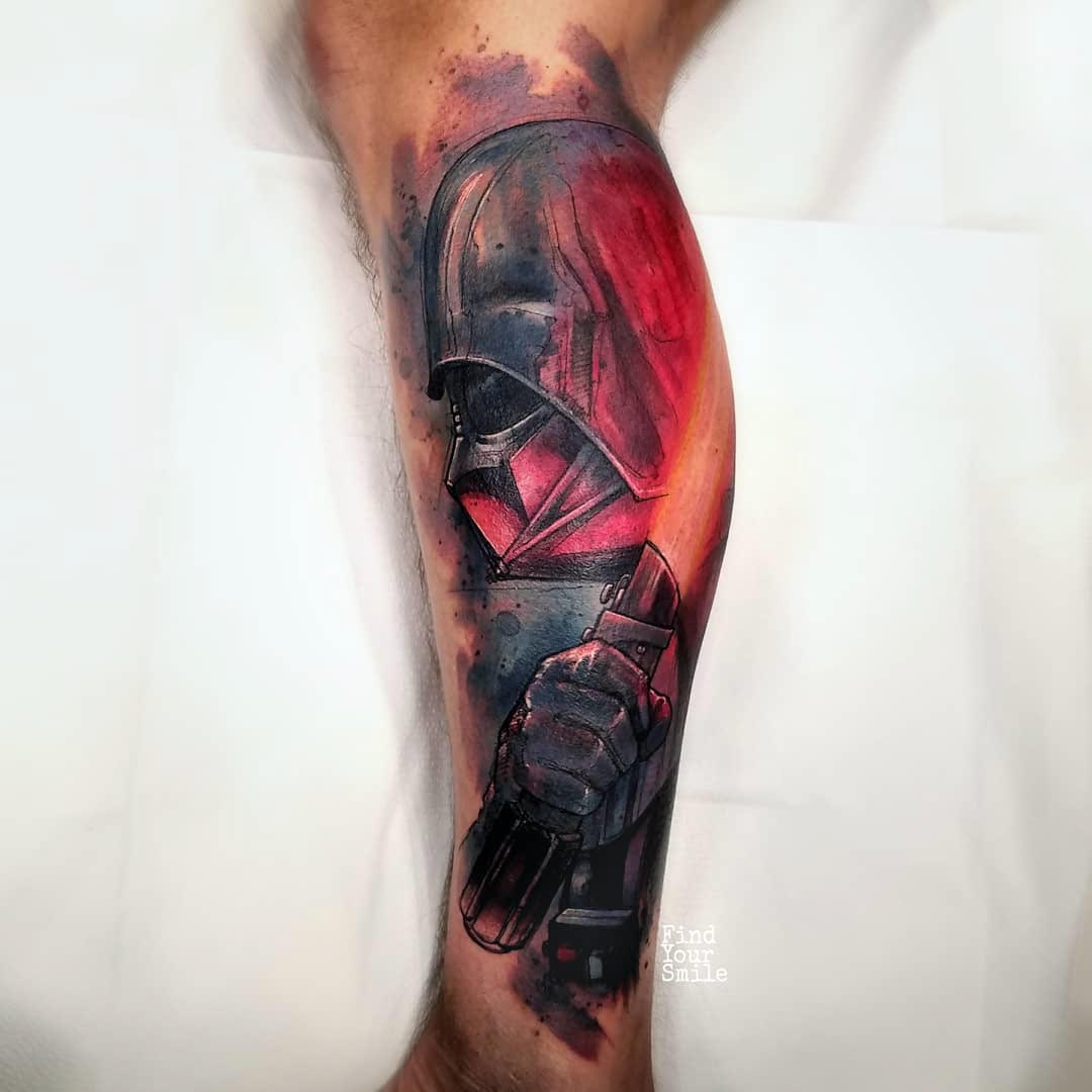 calf tattoo star wars darth vader