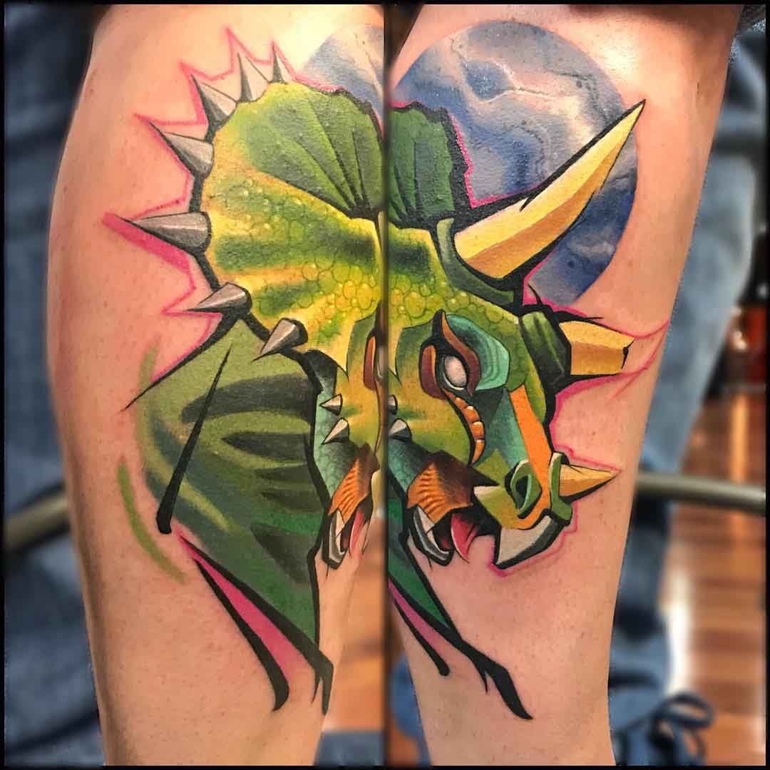 dinosaur tattoo triceratops new school