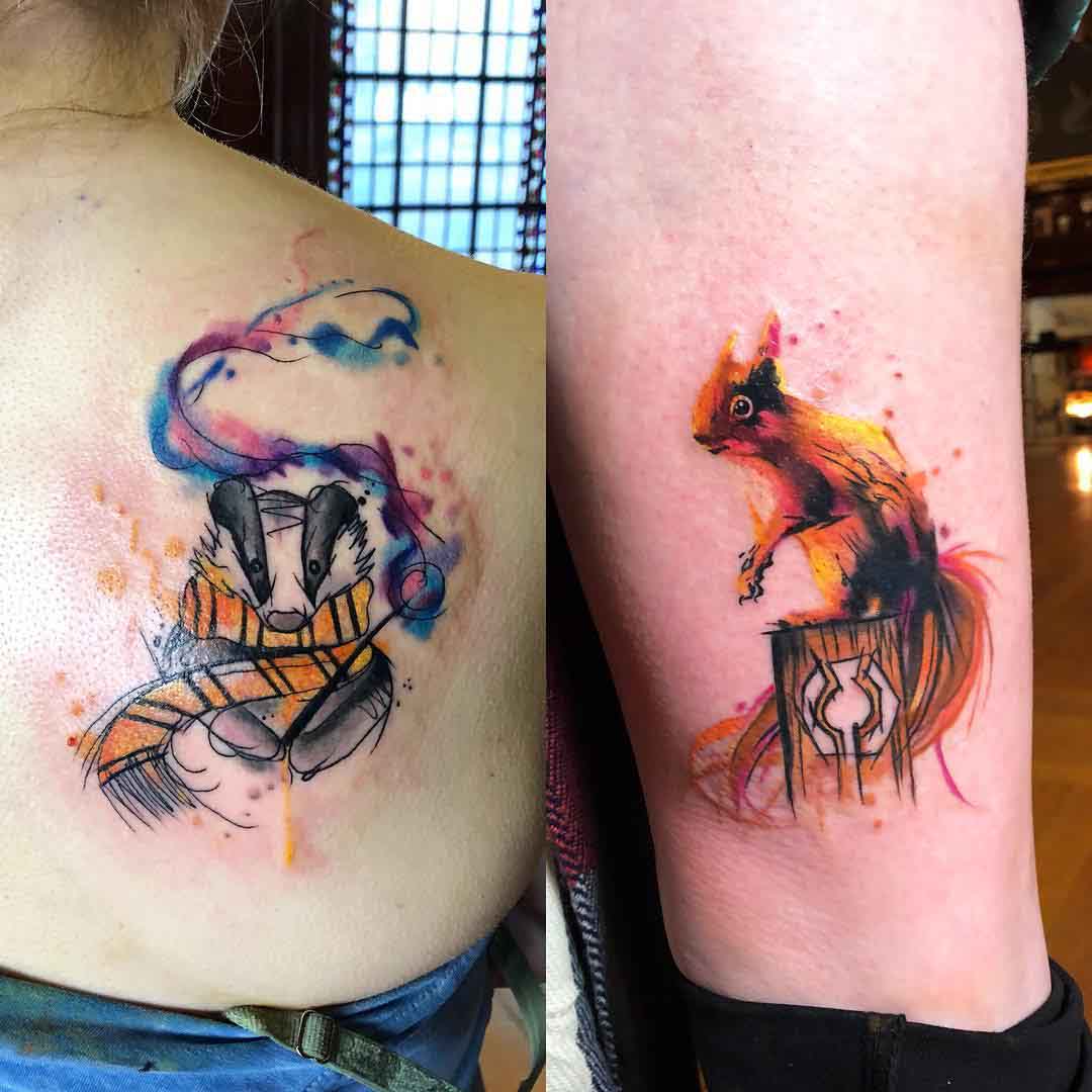 animal tattoos watercolor style