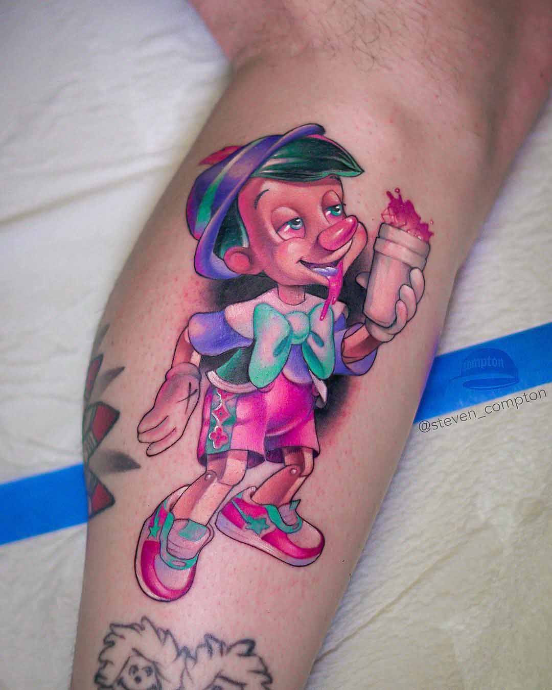 pink Pinnochio tattoo