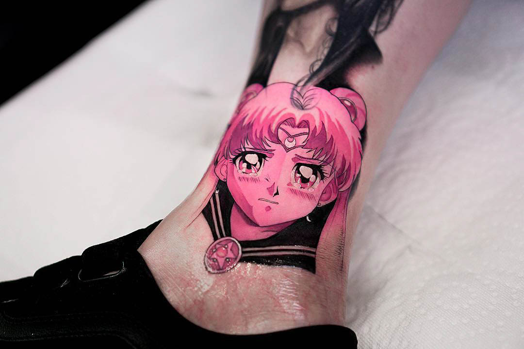 sailor moon tattoo on ankle