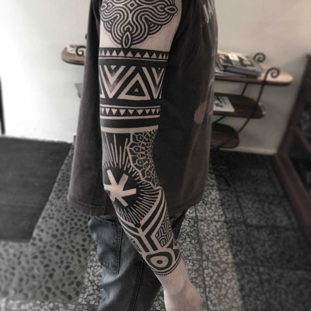 ornament tattoo sleeve blackwork