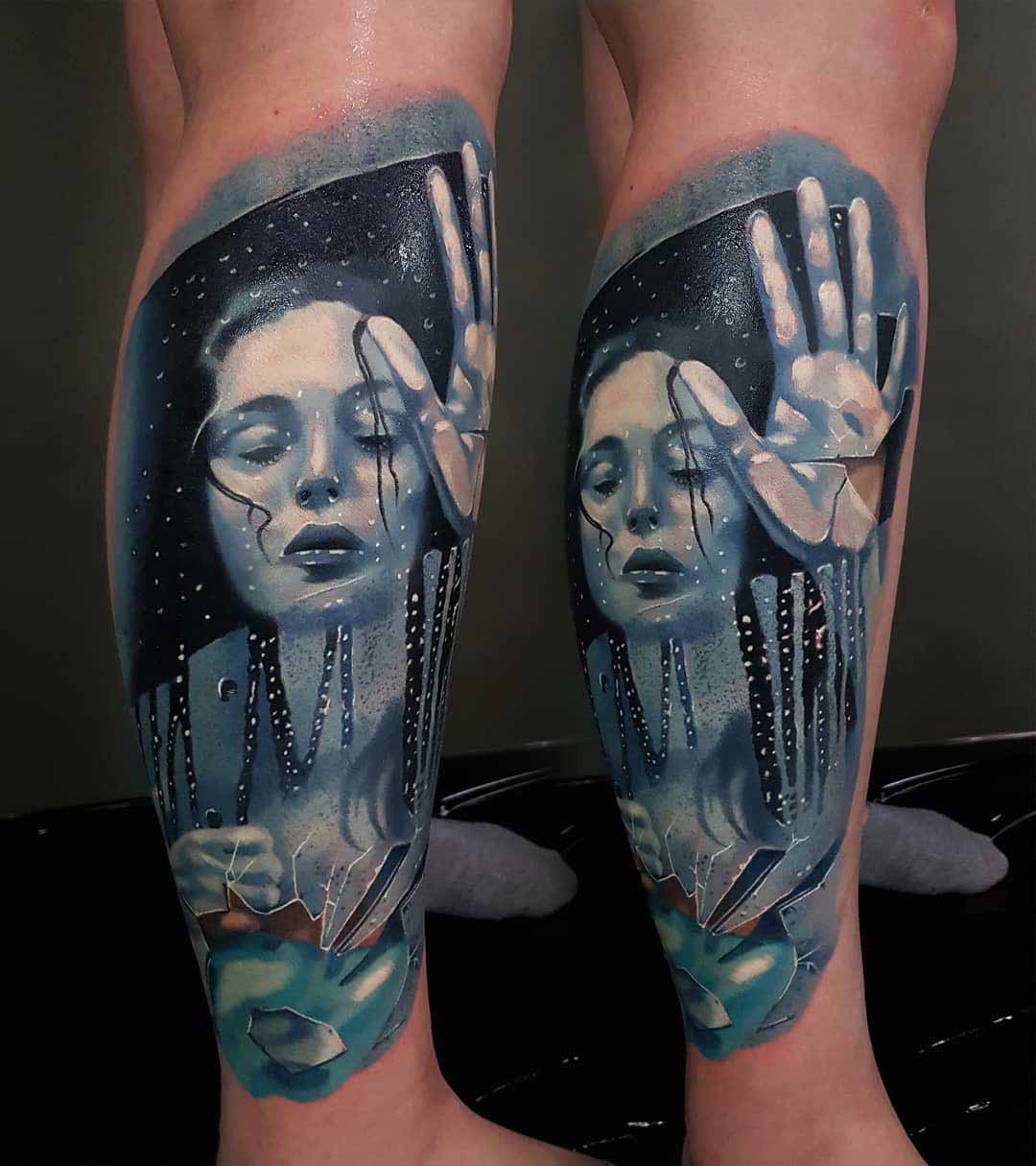 women inside the broken mirror tattoo