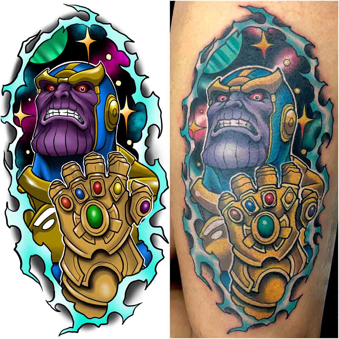 thanos tattoo new school avengers