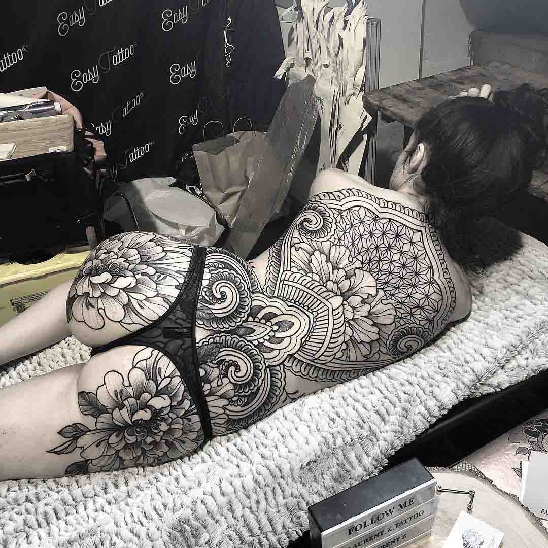 ornamental tattoo on full back