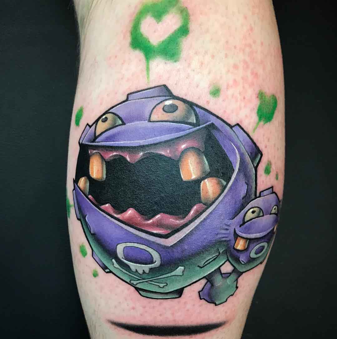 weezing tattoo on calf