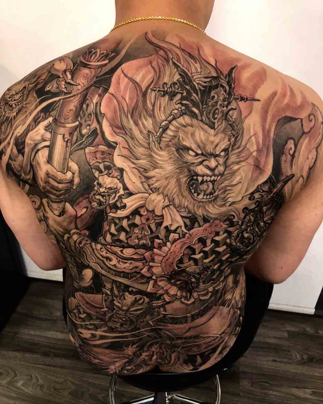 back tattoo monkey king