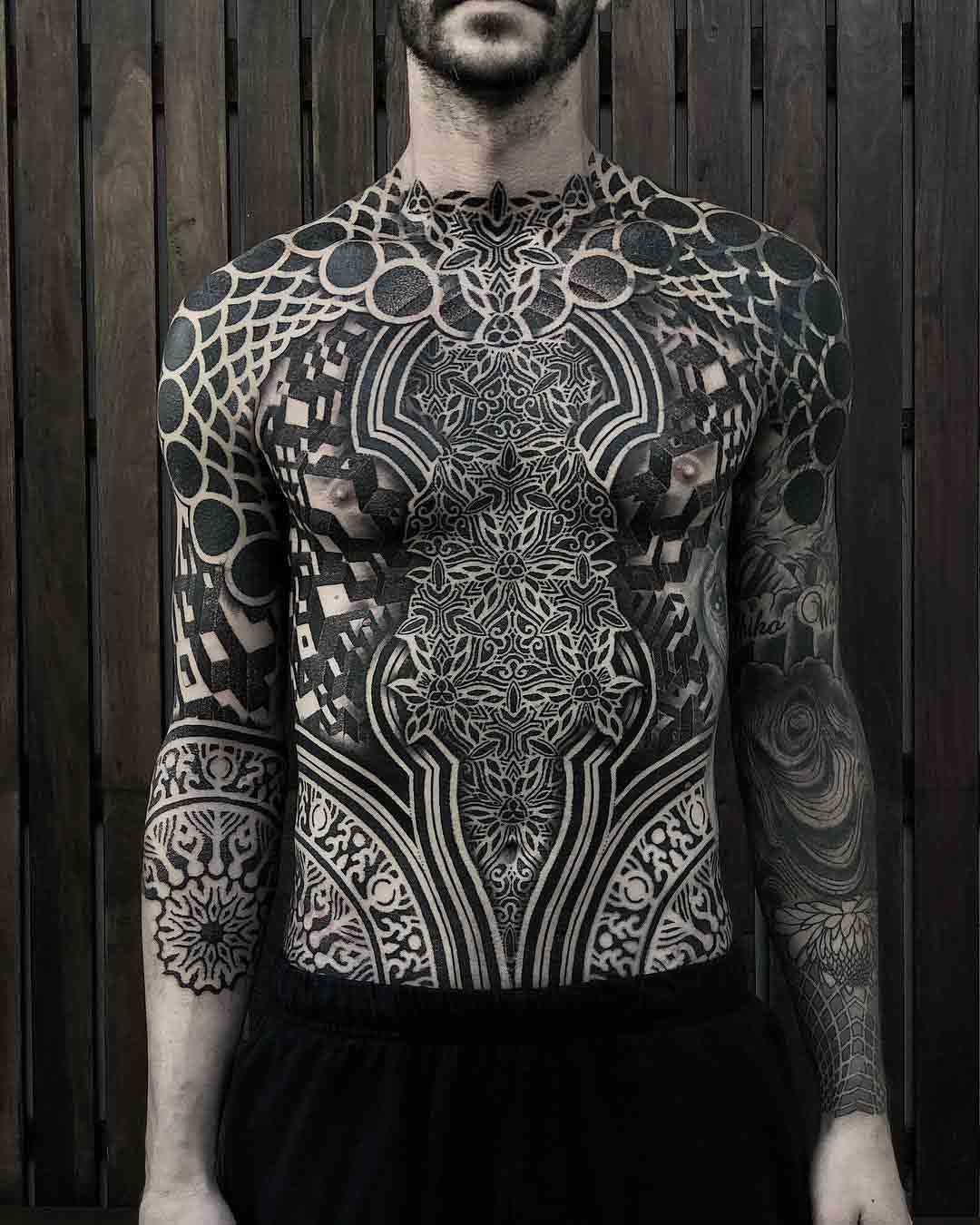 torso tattoo dotwork ornament