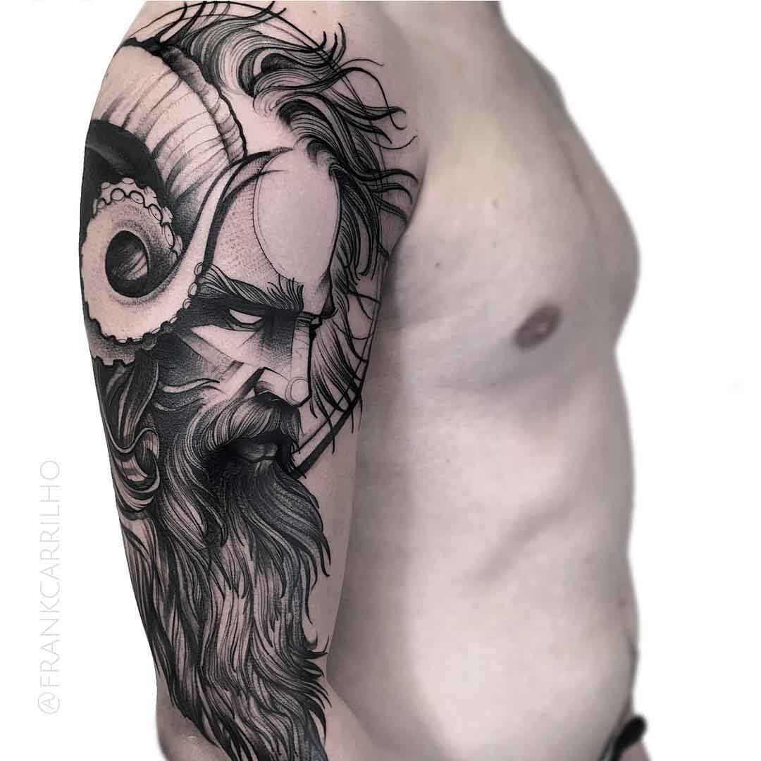 poseidon tattoo on shoulder