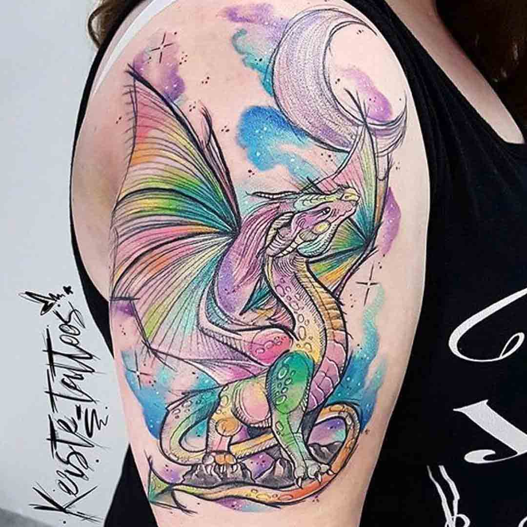 shoulder tattoo dragon colorful