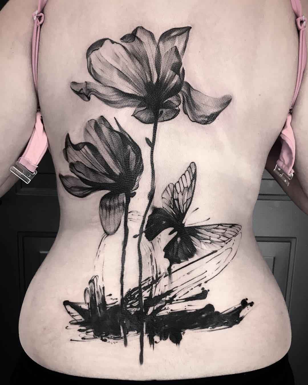 back tattoo flowers