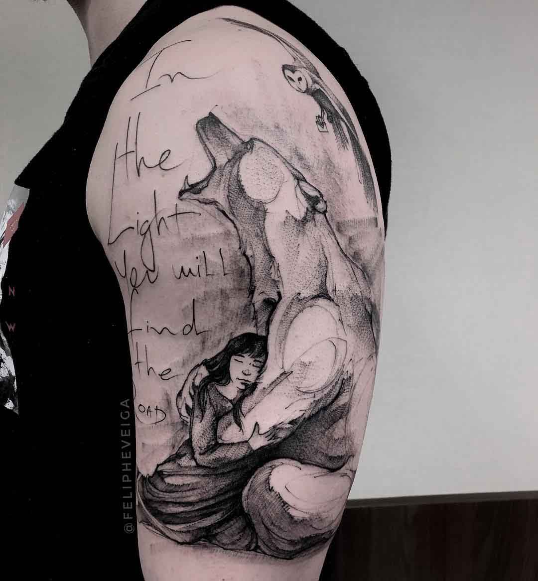 polar tattoo on shoulder