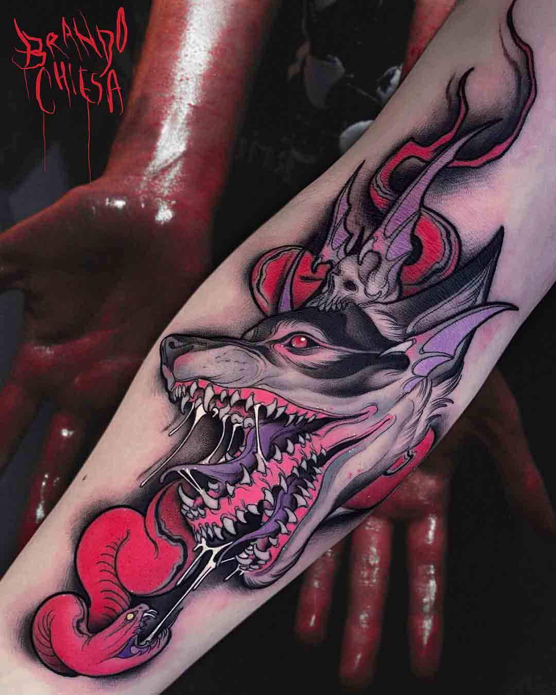 arm tattoo jaws