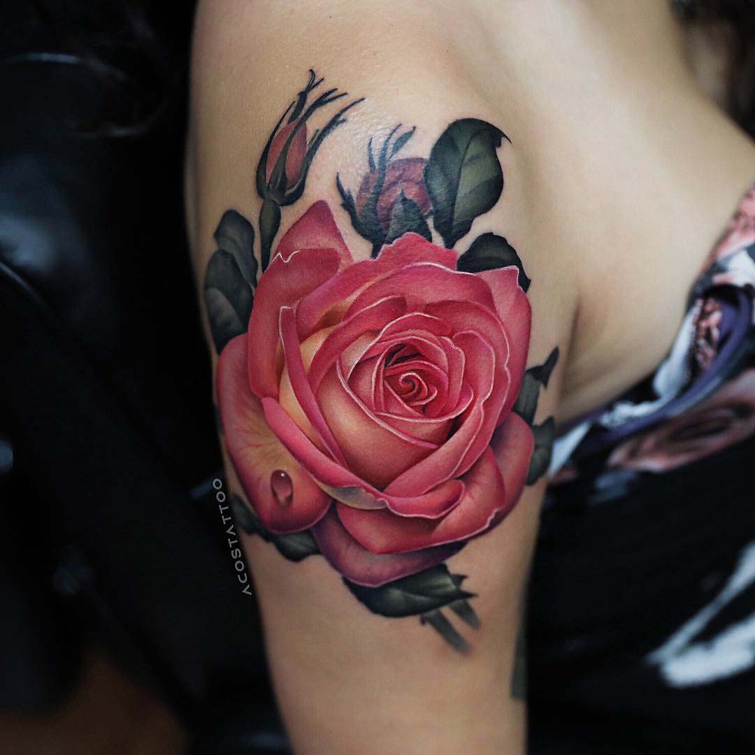 rose shoulder tattoo