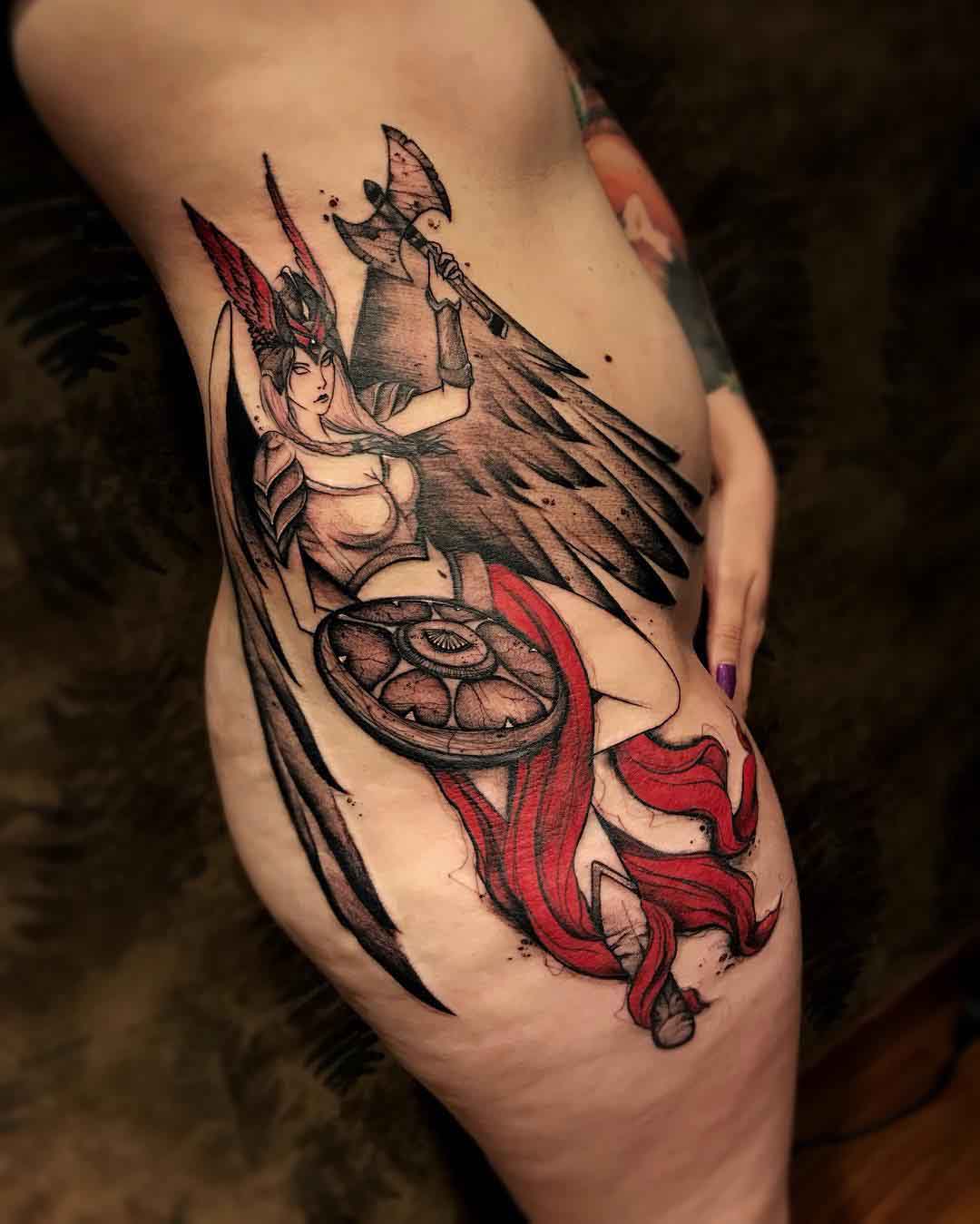 side hip tattoo valkyrie