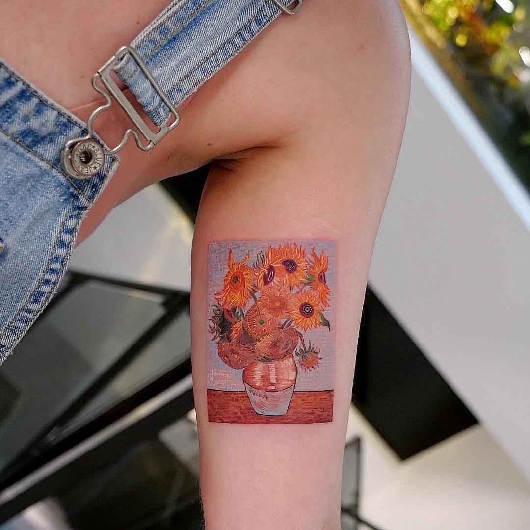 inner bicep tattoo van gogh