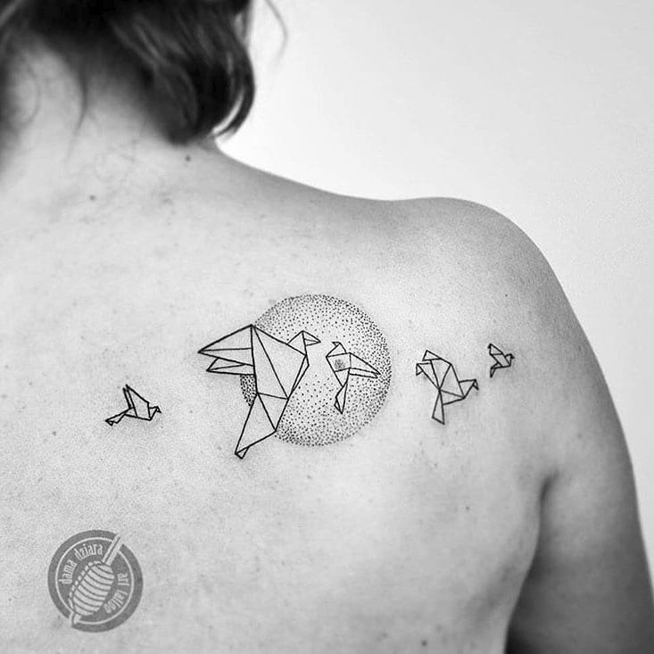 shoulder blade tattoo origami