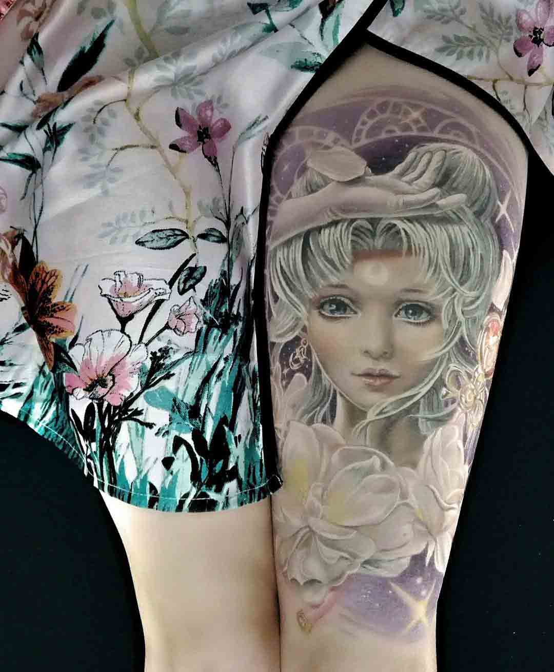 sailormoon tattoo on thigh