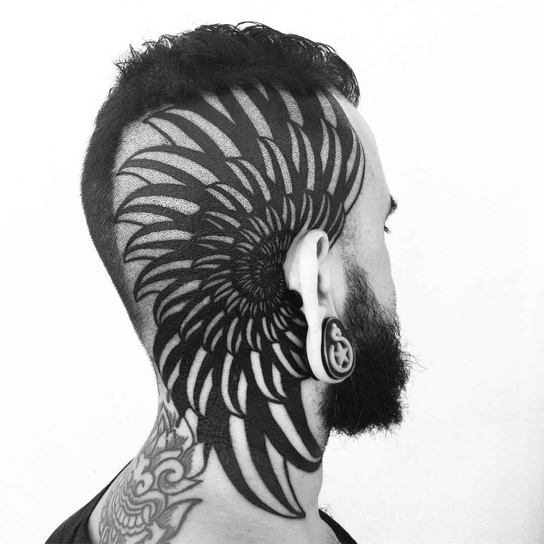 head tattoo blackwork