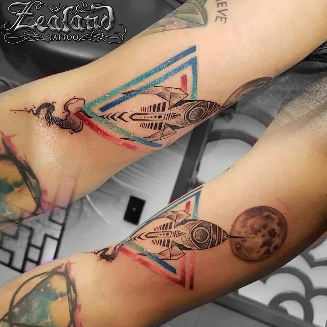 rocket ship tattoo vintage